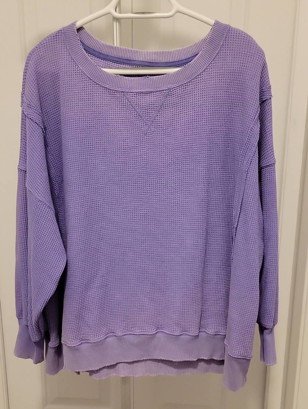 American Eagle Outfitters Lavender Waffle Crewneck Sweater